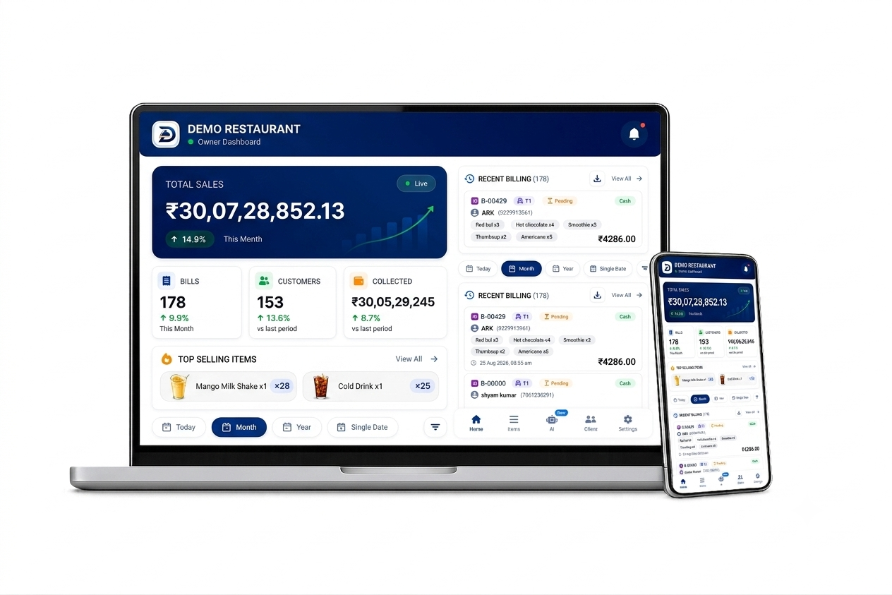 Dine bot Dashboard view