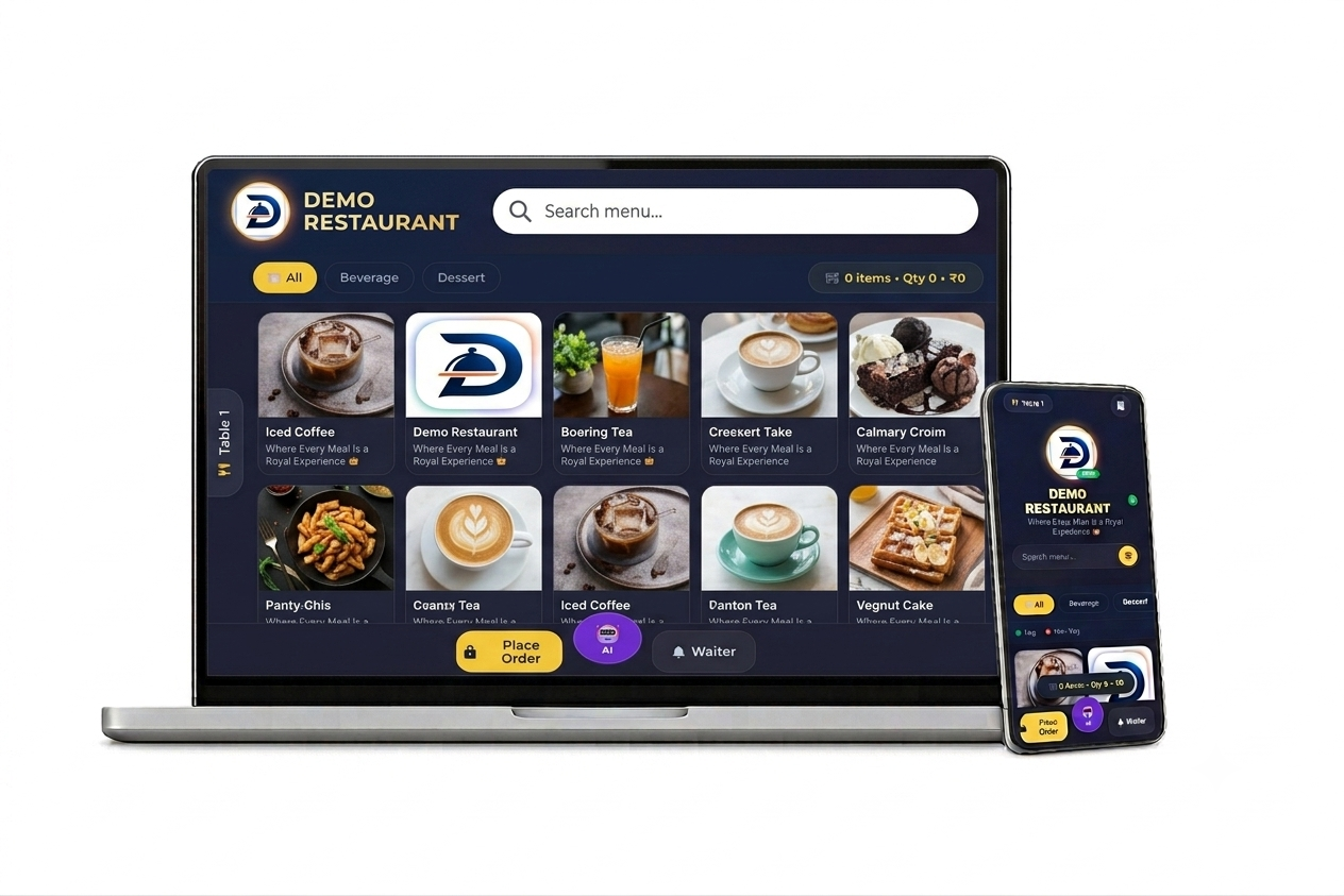 Dine bot Digital Menu view